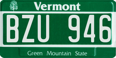 VT license plate BZU946
