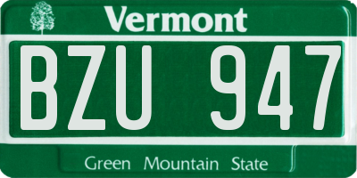 VT license plate BZU947