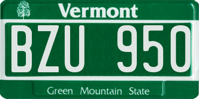 VT license plate BZU950