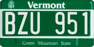 VT license plate BZU951