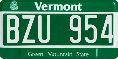 VT license plate BZU954