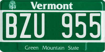 VT license plate BZU955