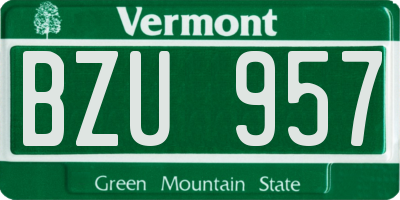 VT license plate BZU957
