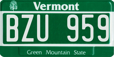 VT license plate BZU959