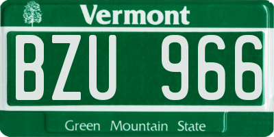 VT license plate BZU966
