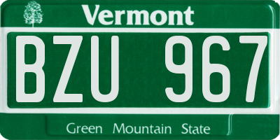 VT license plate BZU967