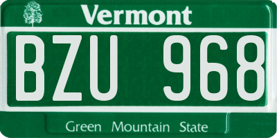 VT license plate BZU968