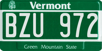 VT license plate BZU972