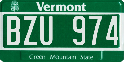 VT license plate BZU974
