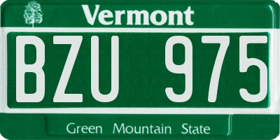 VT license plate BZU975