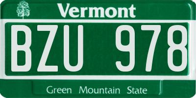VT license plate BZU978