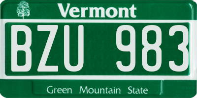 VT license plate BZU983