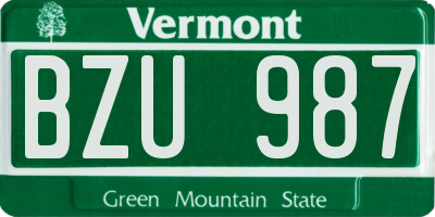 VT license plate BZU987