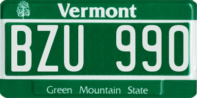 VT license plate BZU990