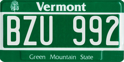 VT license plate BZU992