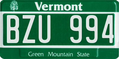 VT license plate BZU994