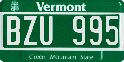 VT license plate BZU995