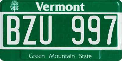 VT license plate BZU997