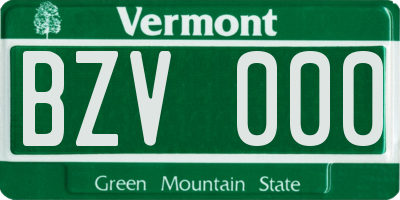 VT license plate BZV000