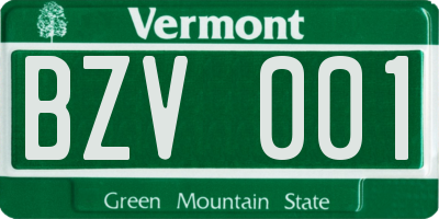 VT license plate BZV001