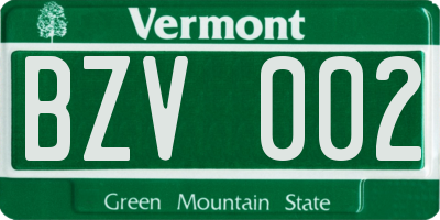 VT license plate BZV002