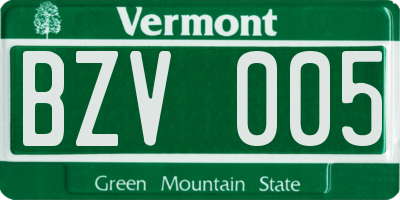 VT license plate BZV005