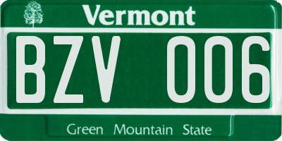 VT license plate BZV006