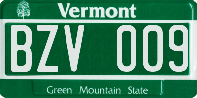 VT license plate BZV009