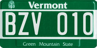 VT license plate BZV010