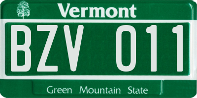 VT license plate BZV011