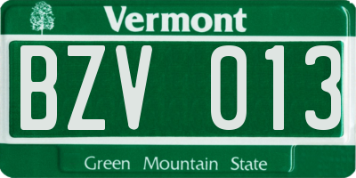 VT license plate BZV013