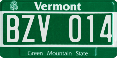 VT license plate BZV014