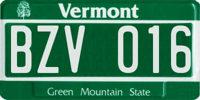 VT license plate BZV016