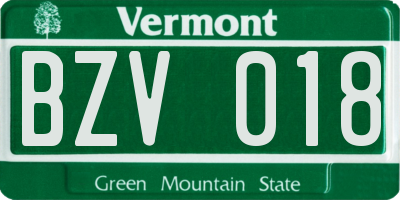 VT license plate BZV018