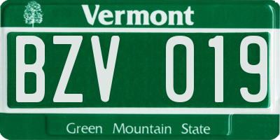 VT license plate BZV019
