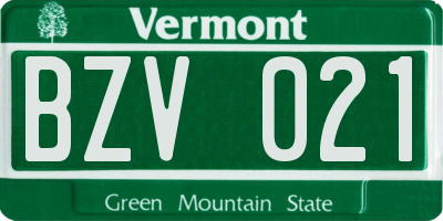 VT license plate BZV021