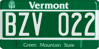 VT license plate BZV022