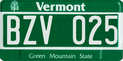VT license plate BZV025