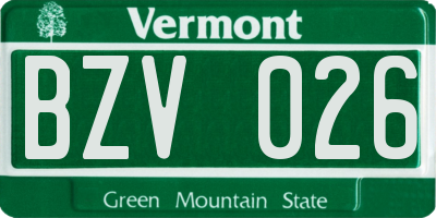 VT license plate BZV026