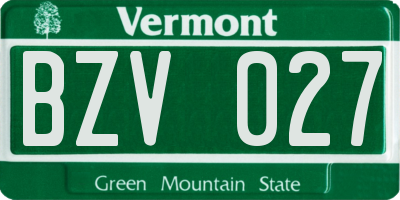 VT license plate BZV027