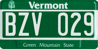 VT license plate BZV029