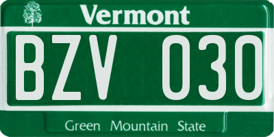 VT license plate BZV030
