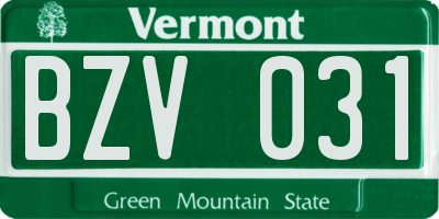 VT license plate BZV031