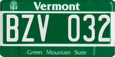 VT license plate BZV032