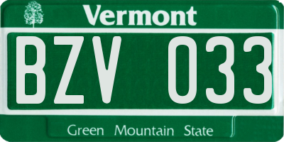 VT license plate BZV033