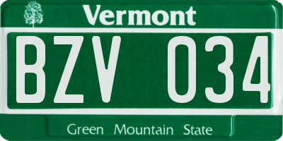 VT license plate BZV034