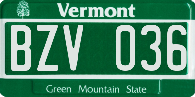 VT license plate BZV036