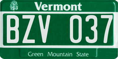 VT license plate BZV037