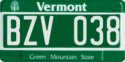 VT license plate BZV038