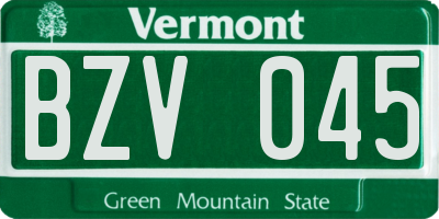 VT license plate BZV045